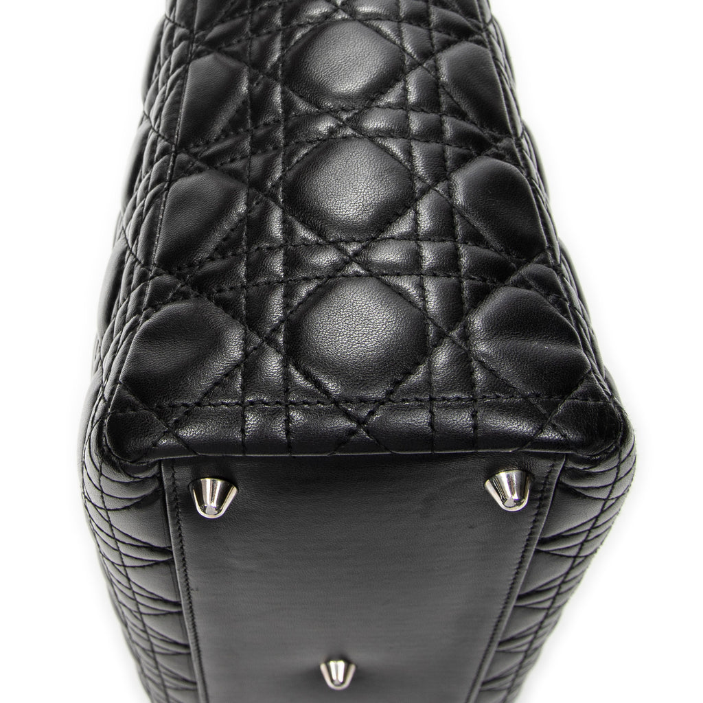 Shoulder Bag Large Lady Dior Zip Black Cannage Lambskin Leather