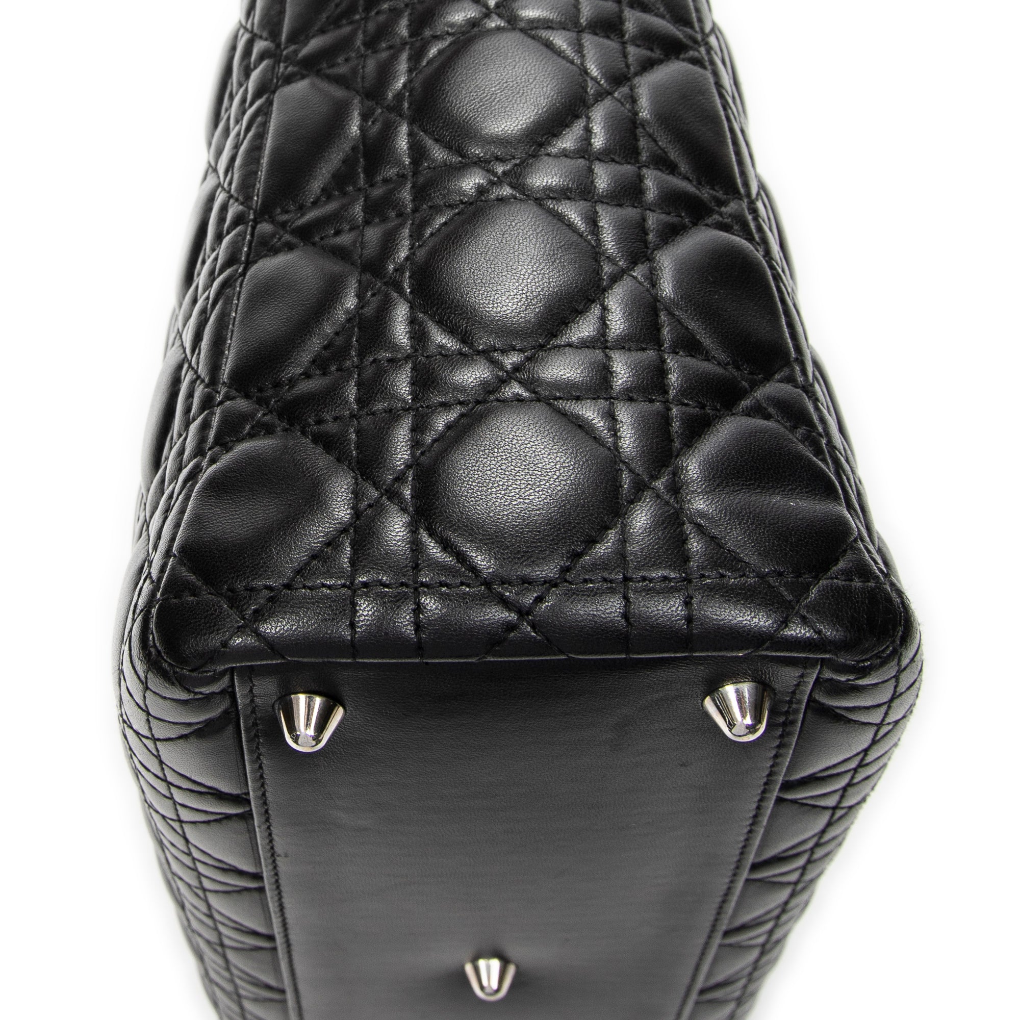 Shoulder Bag Large Lady Dior Zip Black Cannage Lambskin Leather