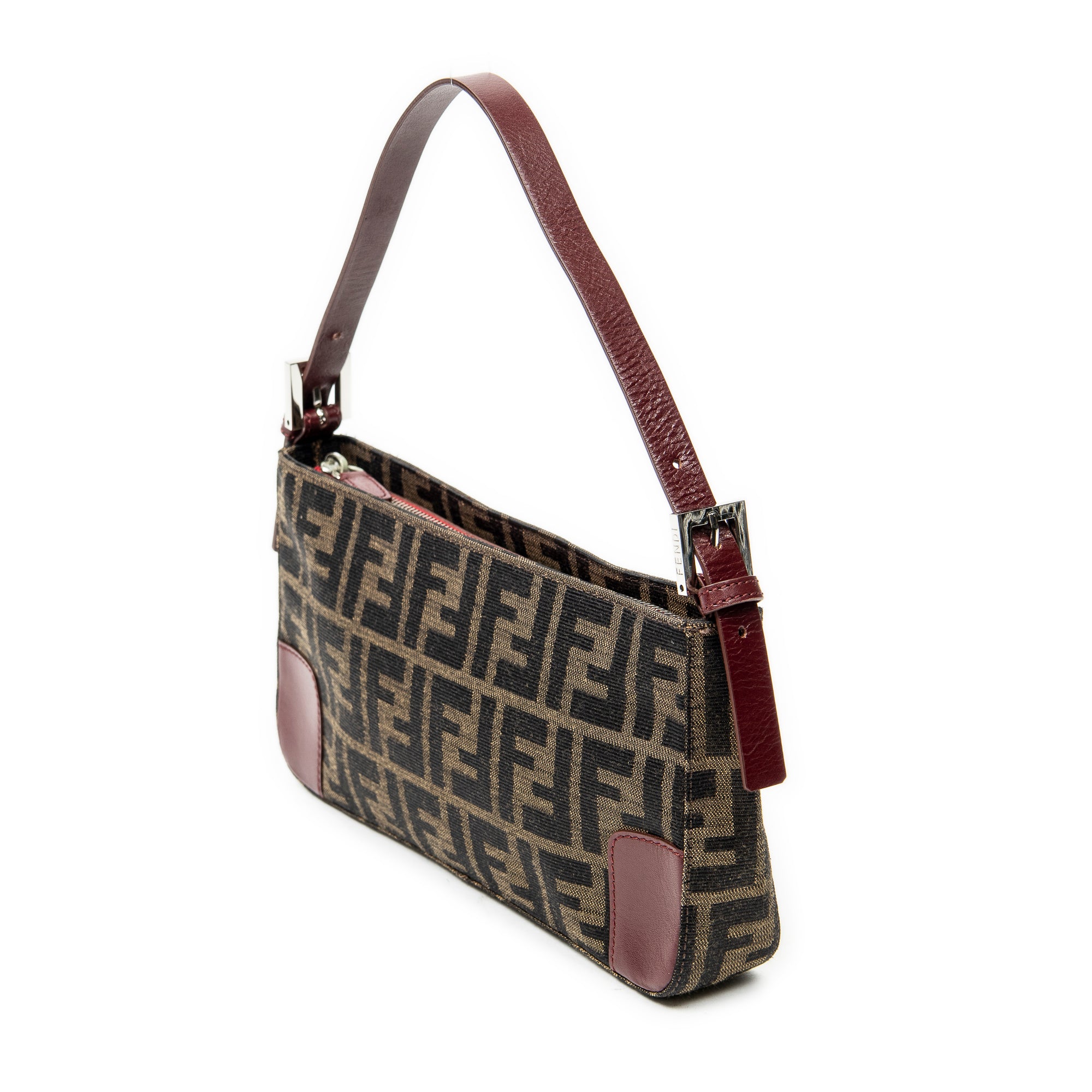 Shoulder Bag Zip Pochette Brown Zucca Canvas