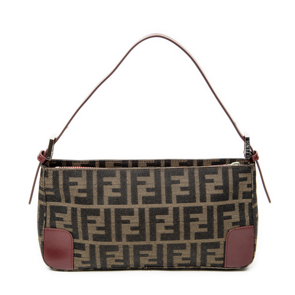 Shoulder Bag Zip Pochette Brown Zucca Canvas