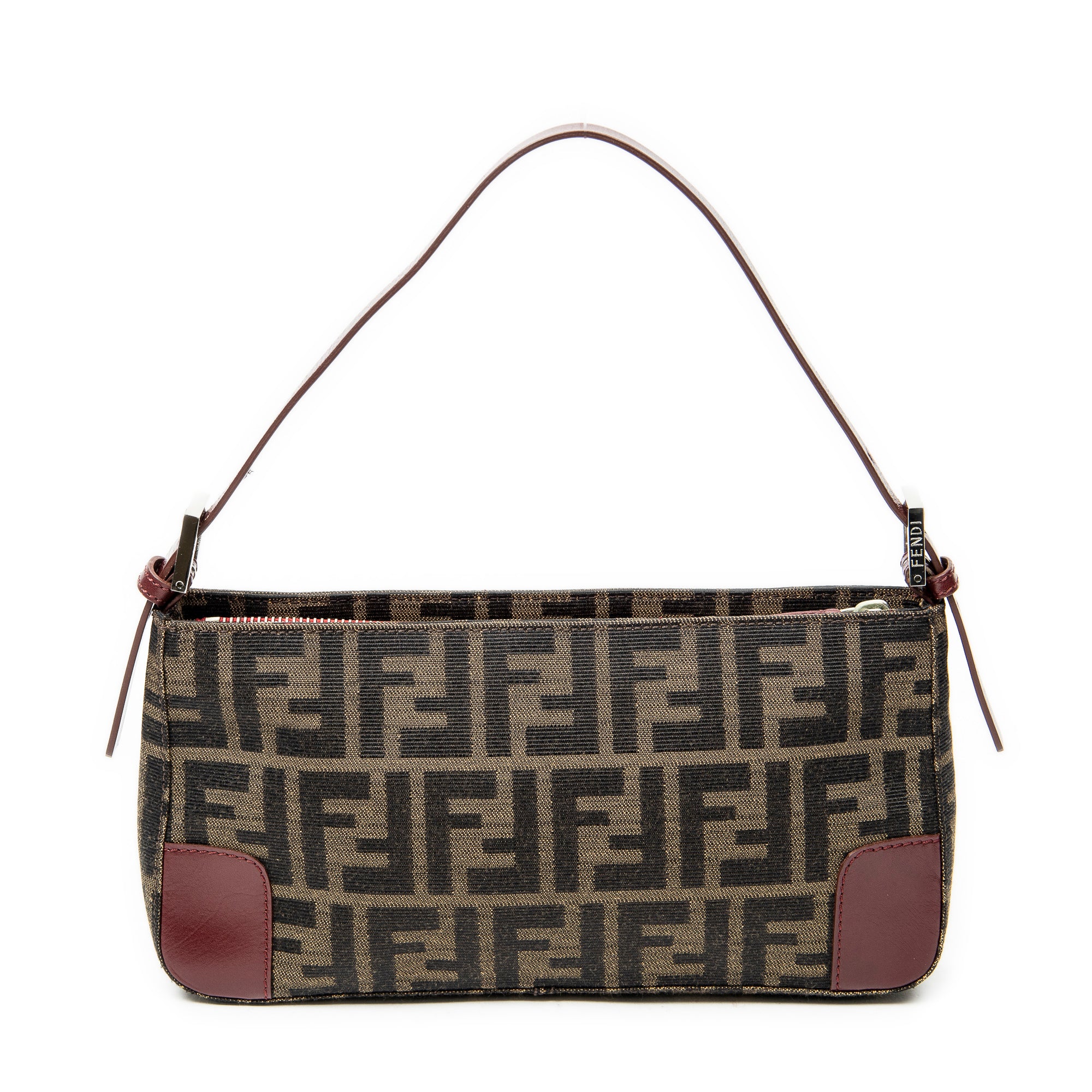 Shoulder Bag Zip Pochette Brown Zucca Canvas