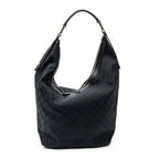Shoulder Bag Vertical Zip Hobo Black Monogrammed Canvas