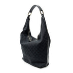 Shoulder Bag Vertical Zip Hobo Black Monogrammed Canvas