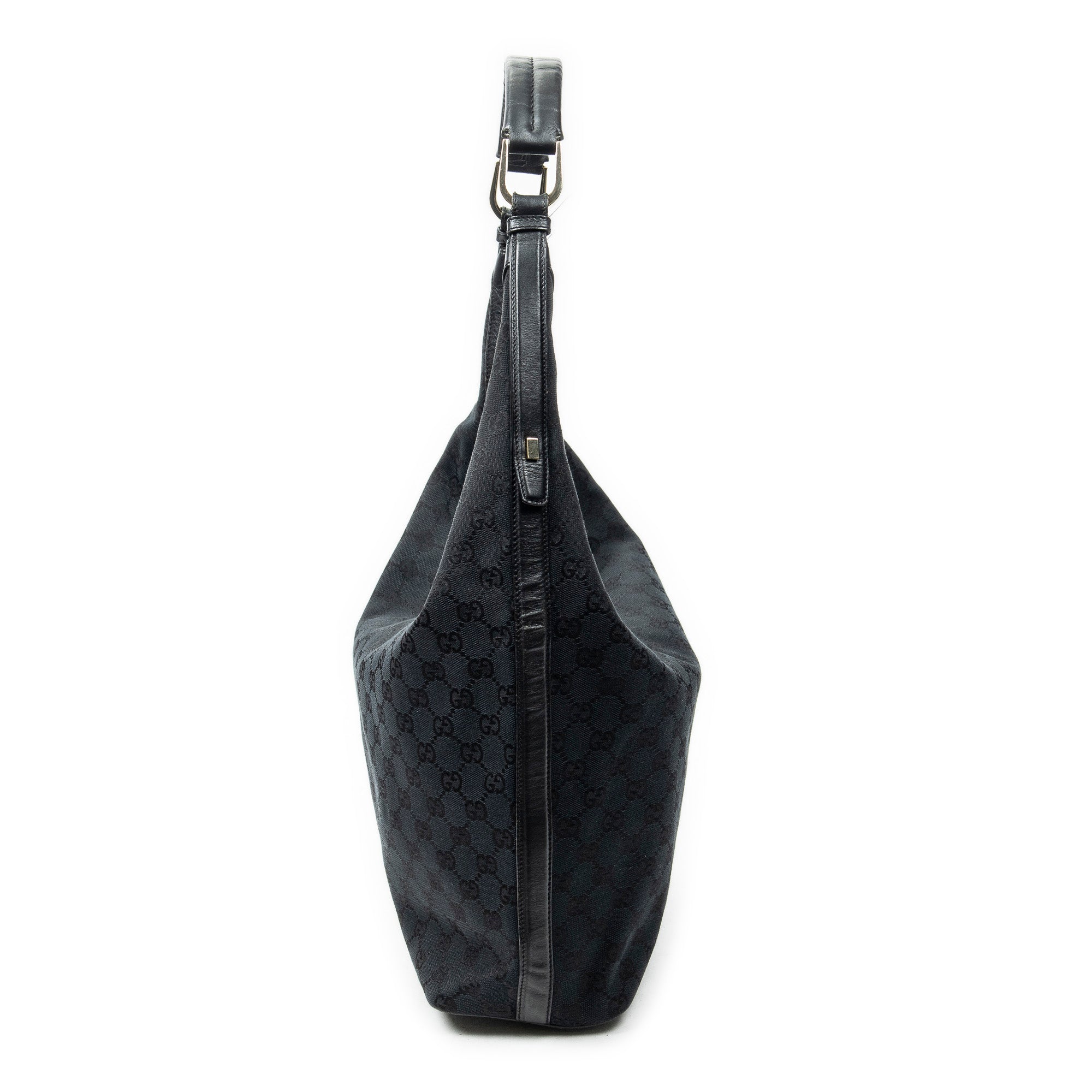 Shoulder Bag Vertical Zip Hobo Black Monogrammed Canvas