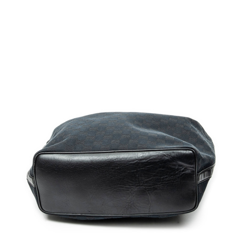 Shoulder Bag Vertical Zip Hobo Black Monogrammed Canvas