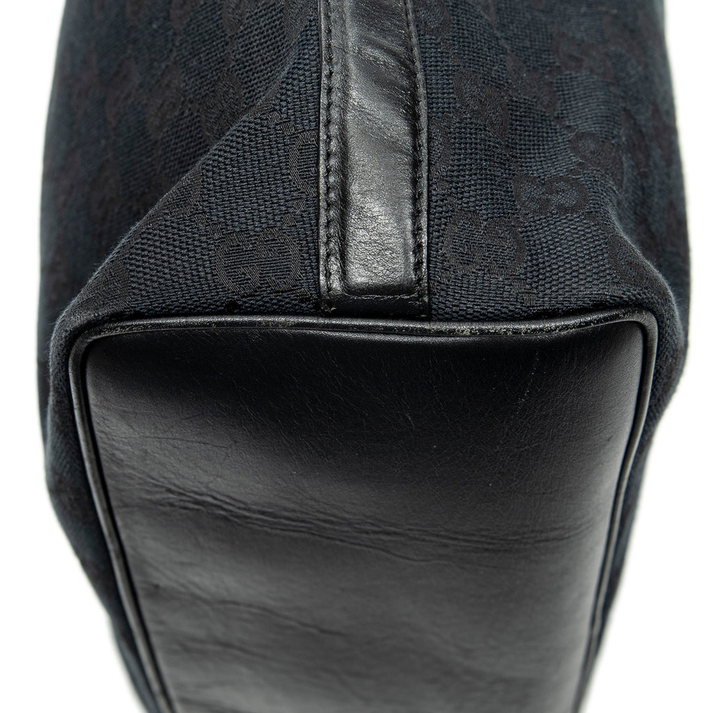 Shoulder Bag Vertical Zip Hobo Black Monogrammed Canvas