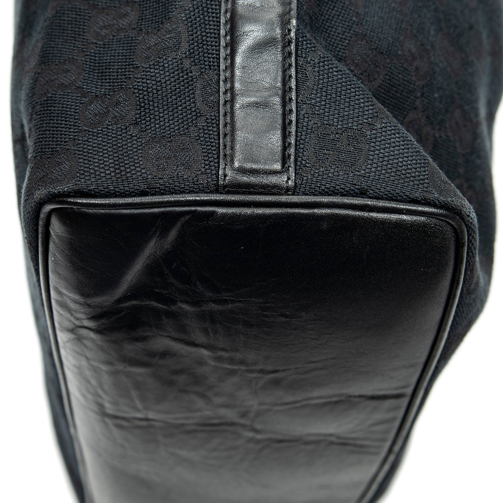Shoulder Bag Vertical Zip Hobo Black Monogrammed Canvas