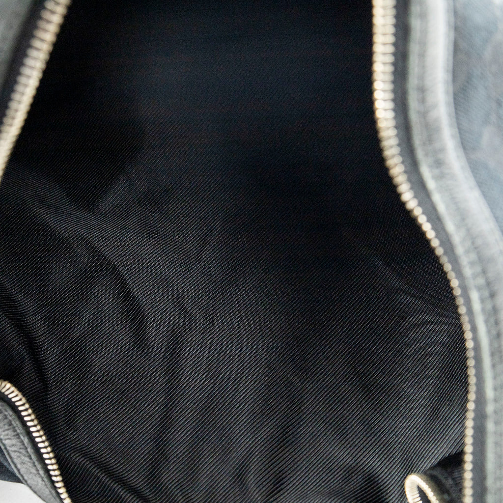 Shoulder Bag Vertical Zip Hobo Black Monogrammed Canvas