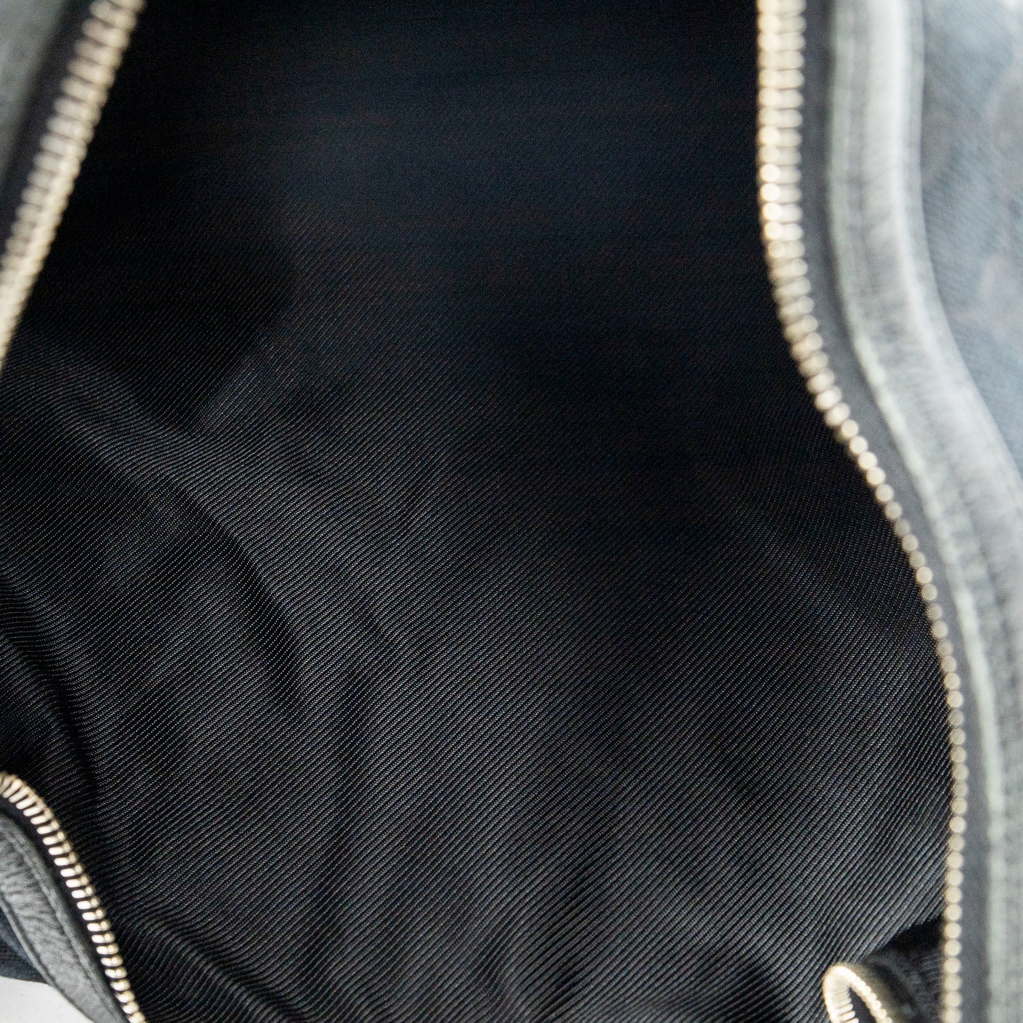 Shoulder Bag Vertical Zip Hobo Black Monogrammed Canvas