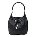 Shoulder Bag Bamboo Drawstring Tote Black Monogrammed Canvas