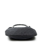 Shoulder Bag Bamboo Drawstring Tote Black Monogrammed Canvas