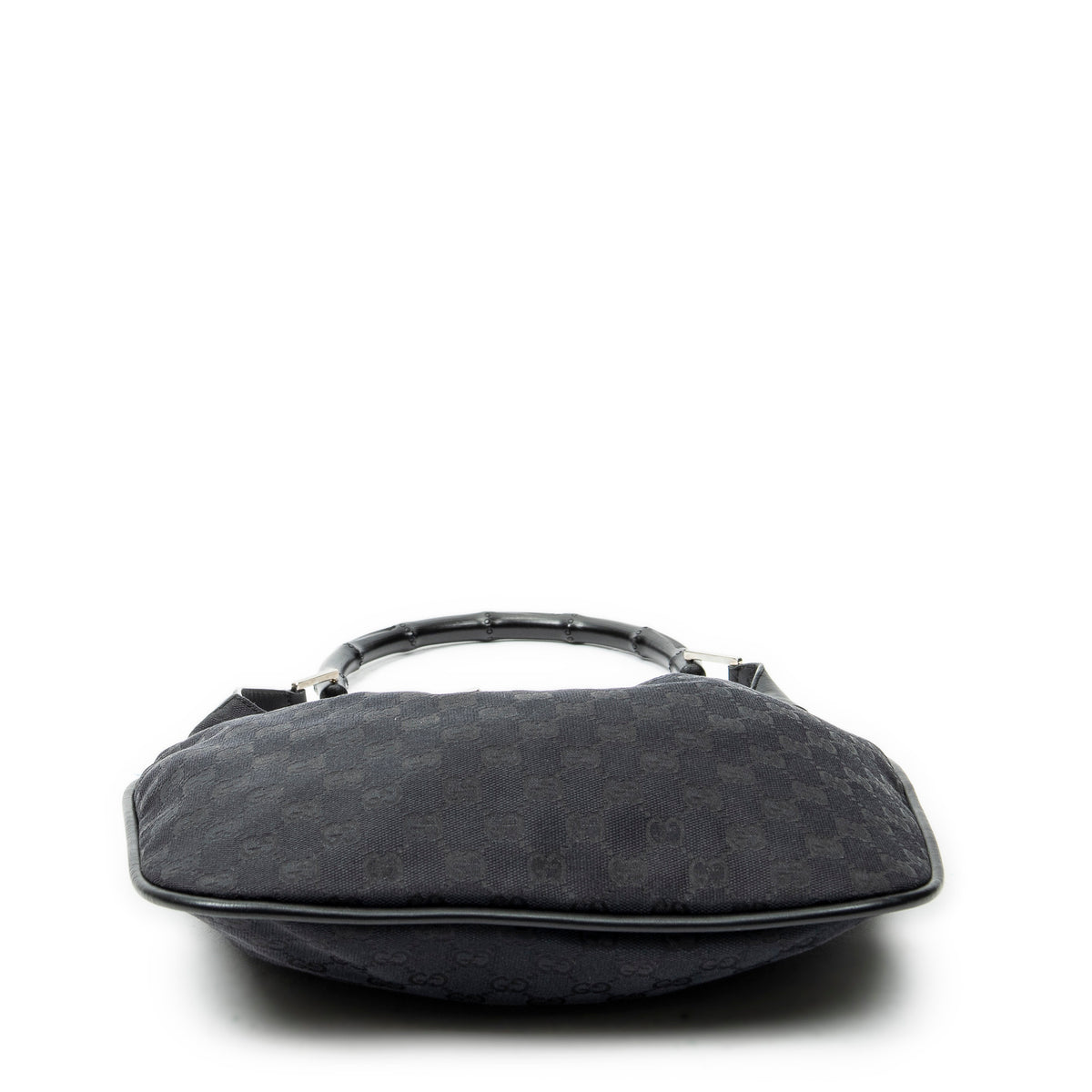 Shoulder Bag Bamboo Drawstring Tote Black Monogrammed Canvas