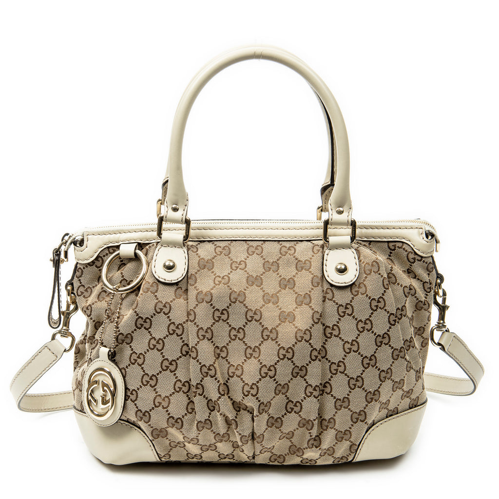 Shoulder Bag Sukey Top Handle Beige Monogrammed Canvas