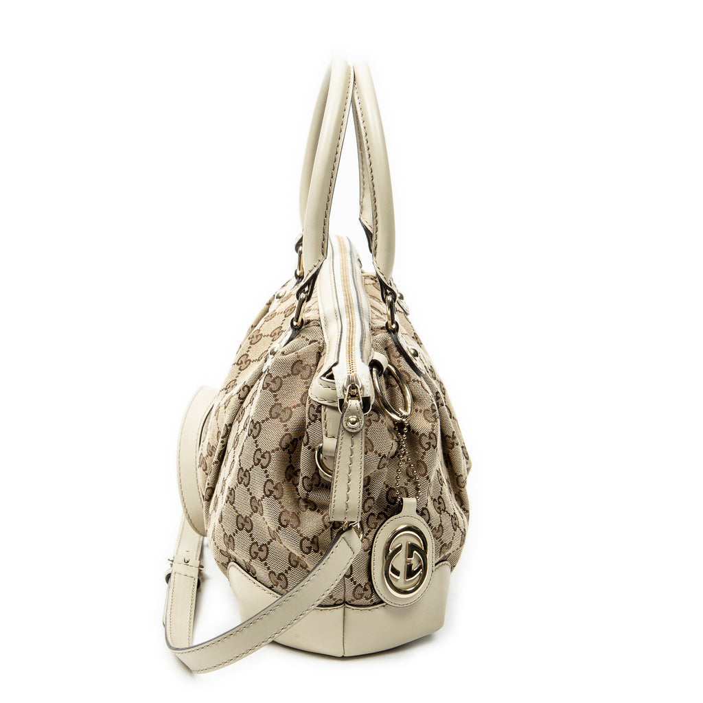 Shoulder Bag Sukey Top Handle Beige Monogrammed Canvas