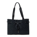 Shoulder Bag Square Tote Black Monogrammed Canvas