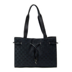 Shoulder Bag Square Tote Black Monogrammed Canvas