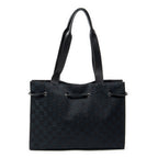Shoulder Bag Square Tote Black Monogrammed Canvas