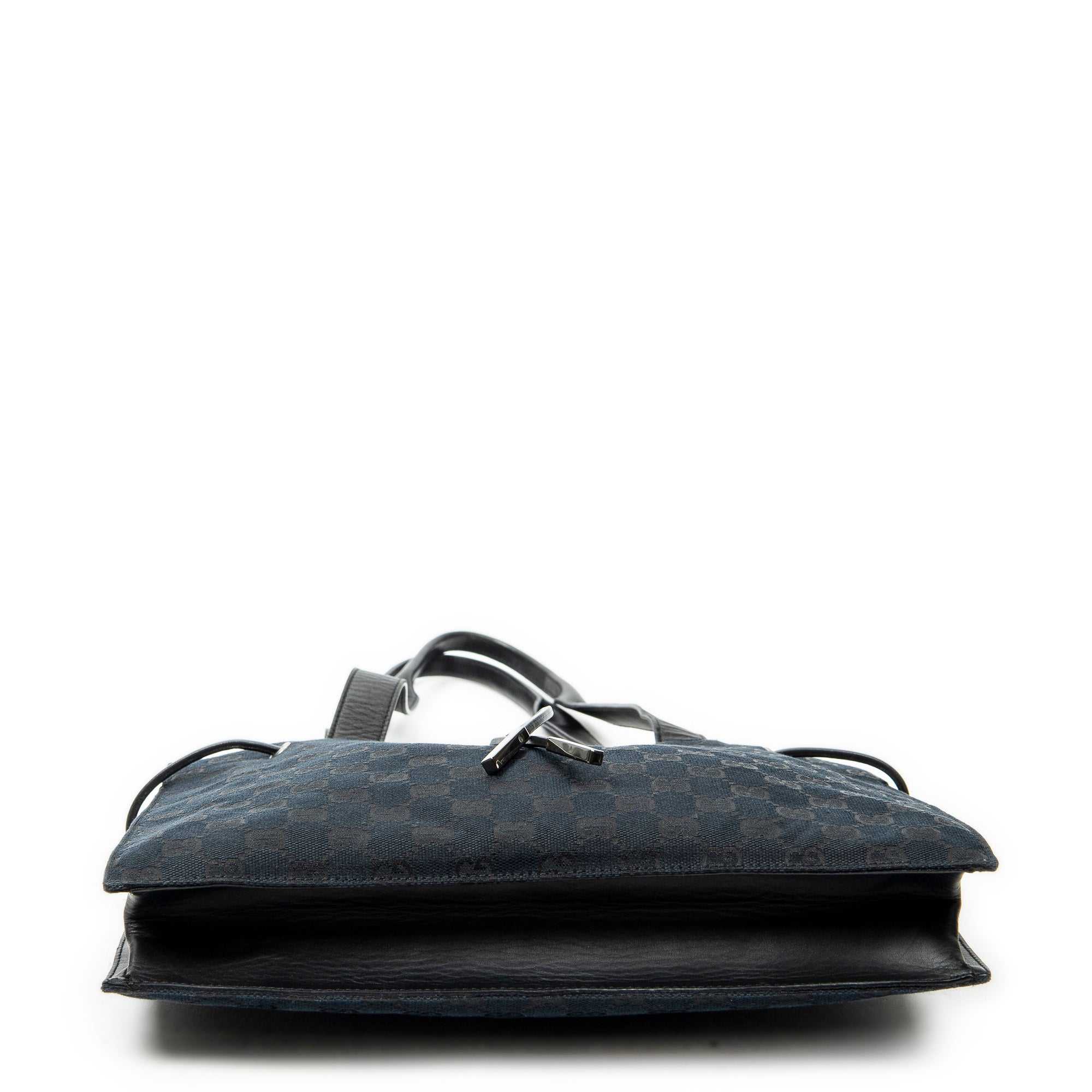 Shoulder Bag Square Tote Black Monogrammed Canvas