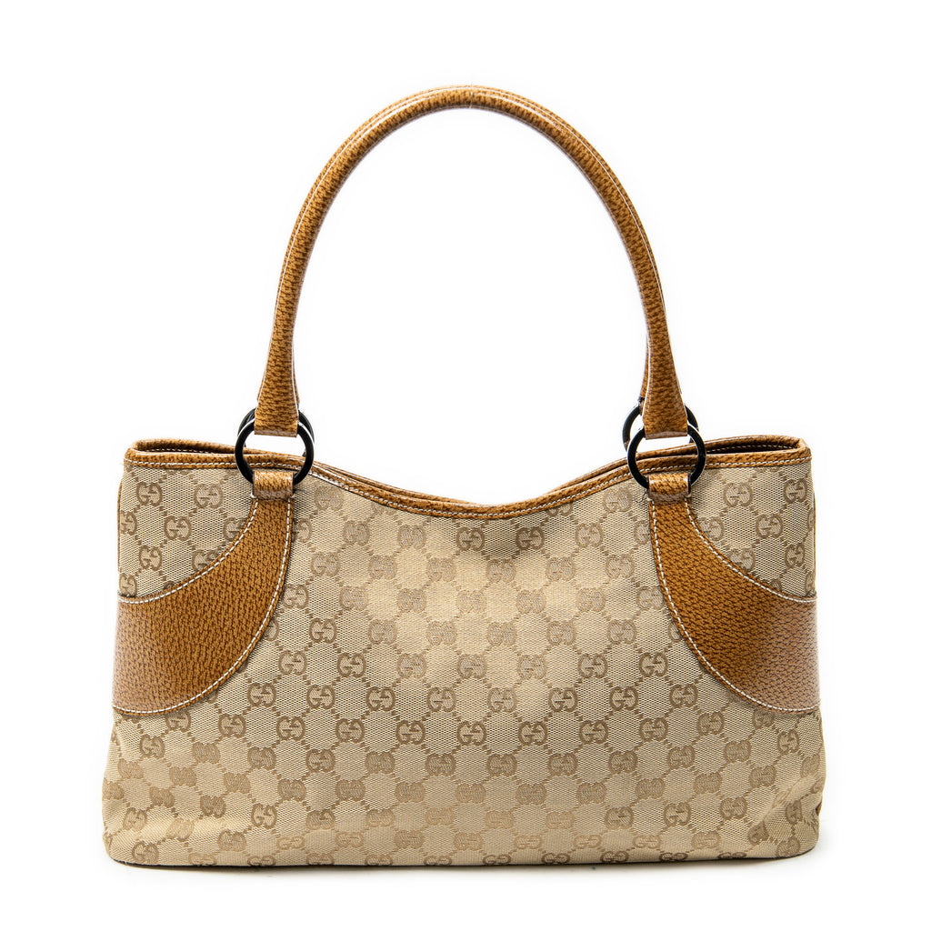 Shoulder Bag Horizontal Jacquard Tote Tan Monogrammed Canvas