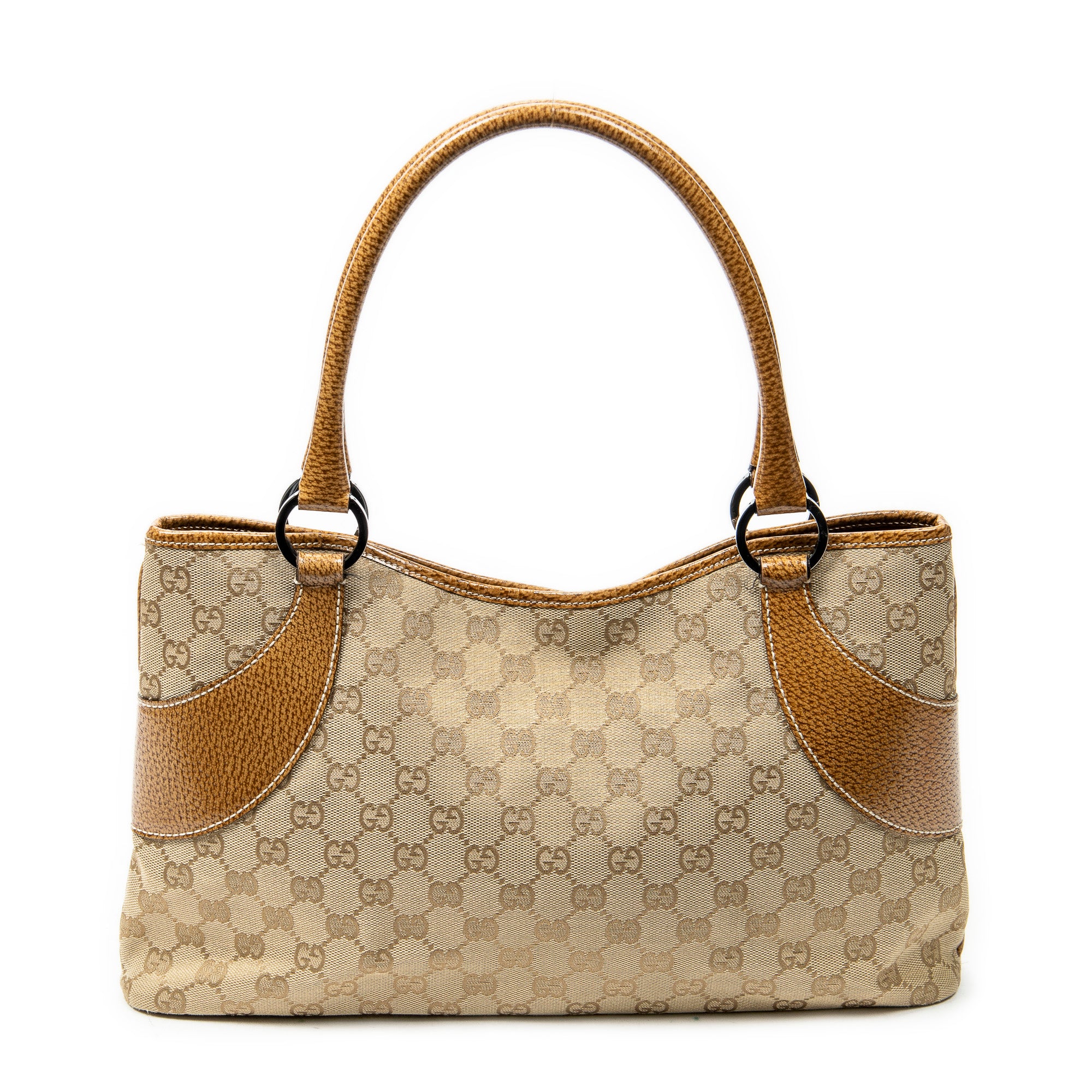 Shoulder Bag Horizontal Jacquard Tote Tan Monogrammed Canvas