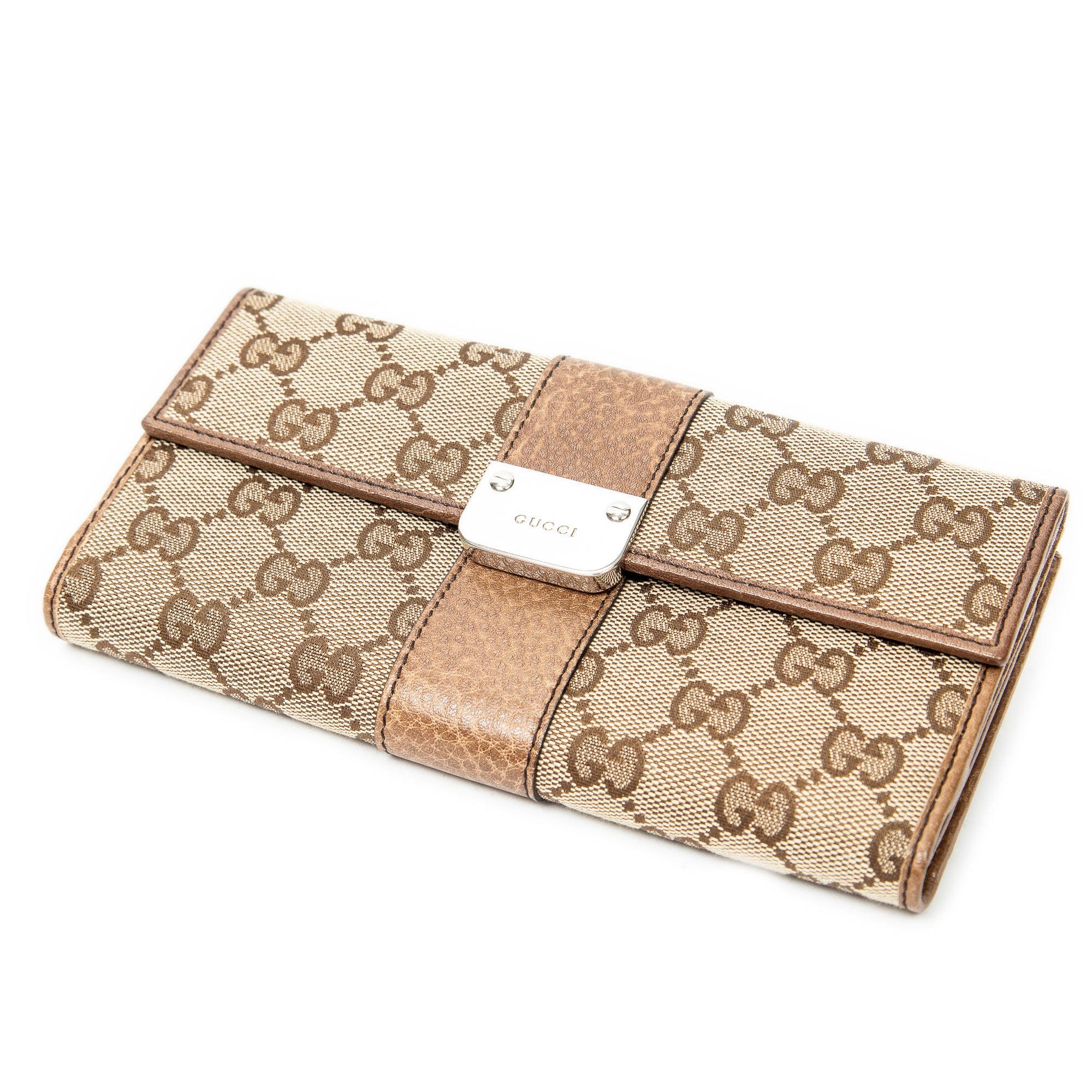 Wallet Continental Flap Wallet Beige Monogrammed Canvas