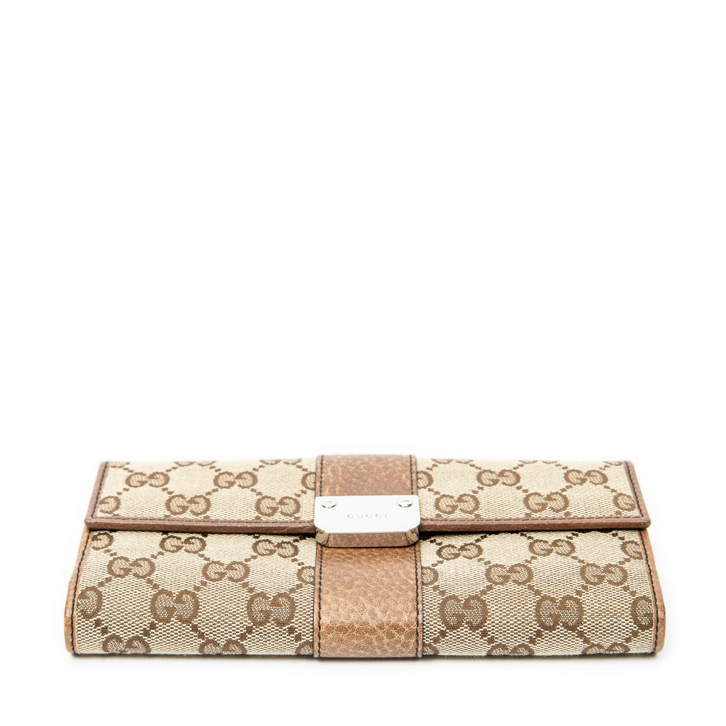 Wallet Continental Flap Wallet Beige Monogrammed Canvas