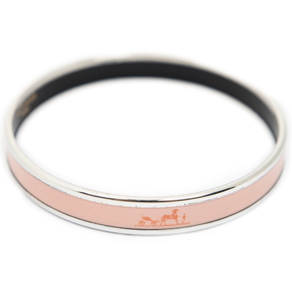 Bracelet Enamel Bangle PM Pink Logo Motif