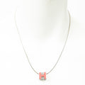 Necklace H Cube Pendant Necklace Pink Silver Plated