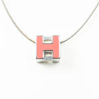 Necklace H Cube Pendant Necklace Pink Silver Plated