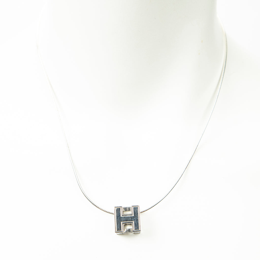 Necklace H Cube Pendant Necklace Silver Silver Plated