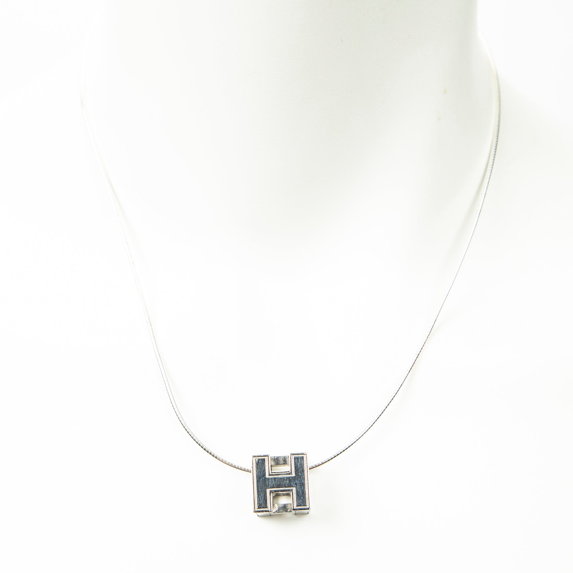 Necklace H Cube Pendant Necklace Silver Silver Plated