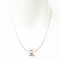 Necklace H Cube Pendant Necklace Pink Silver Plated