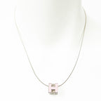 Necklace H Cube Pendant Necklace Pink Silver Plated