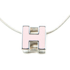 Necklace H Cube Pendant Necklace Pink Silver Plated