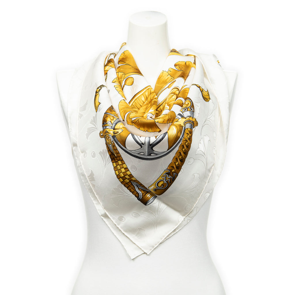 Scarf Scarf Ivory 100% Jacquard Silk