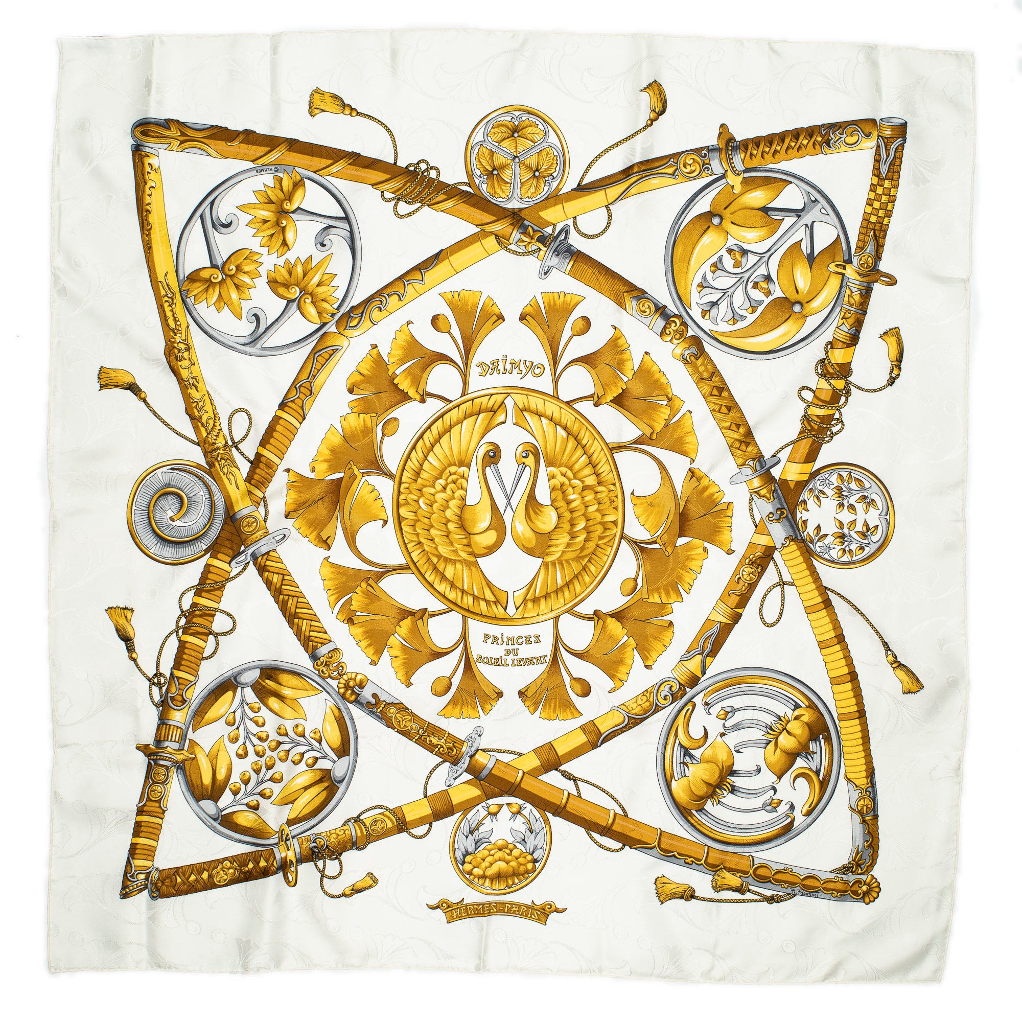 Scarf Scarf Ivory 100% Jacquard Silk