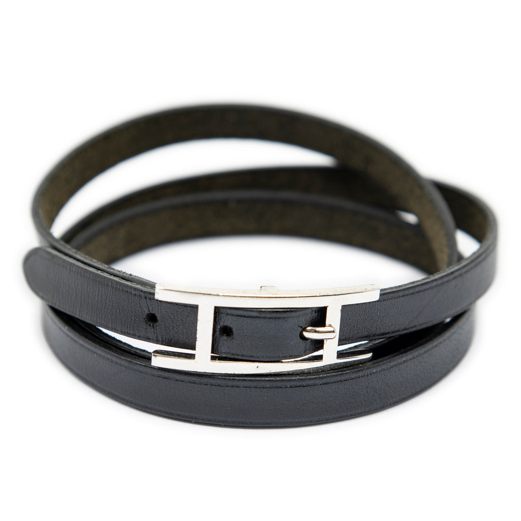 Bracelet Behapi Triple Tour Bracelet Black Swift Leather