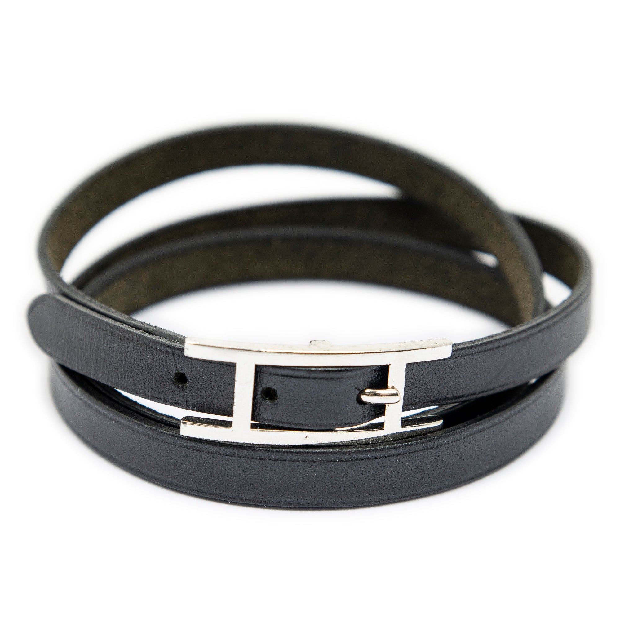 Bracelet Behapi Triple Tour Bracelet Black Swift Leather