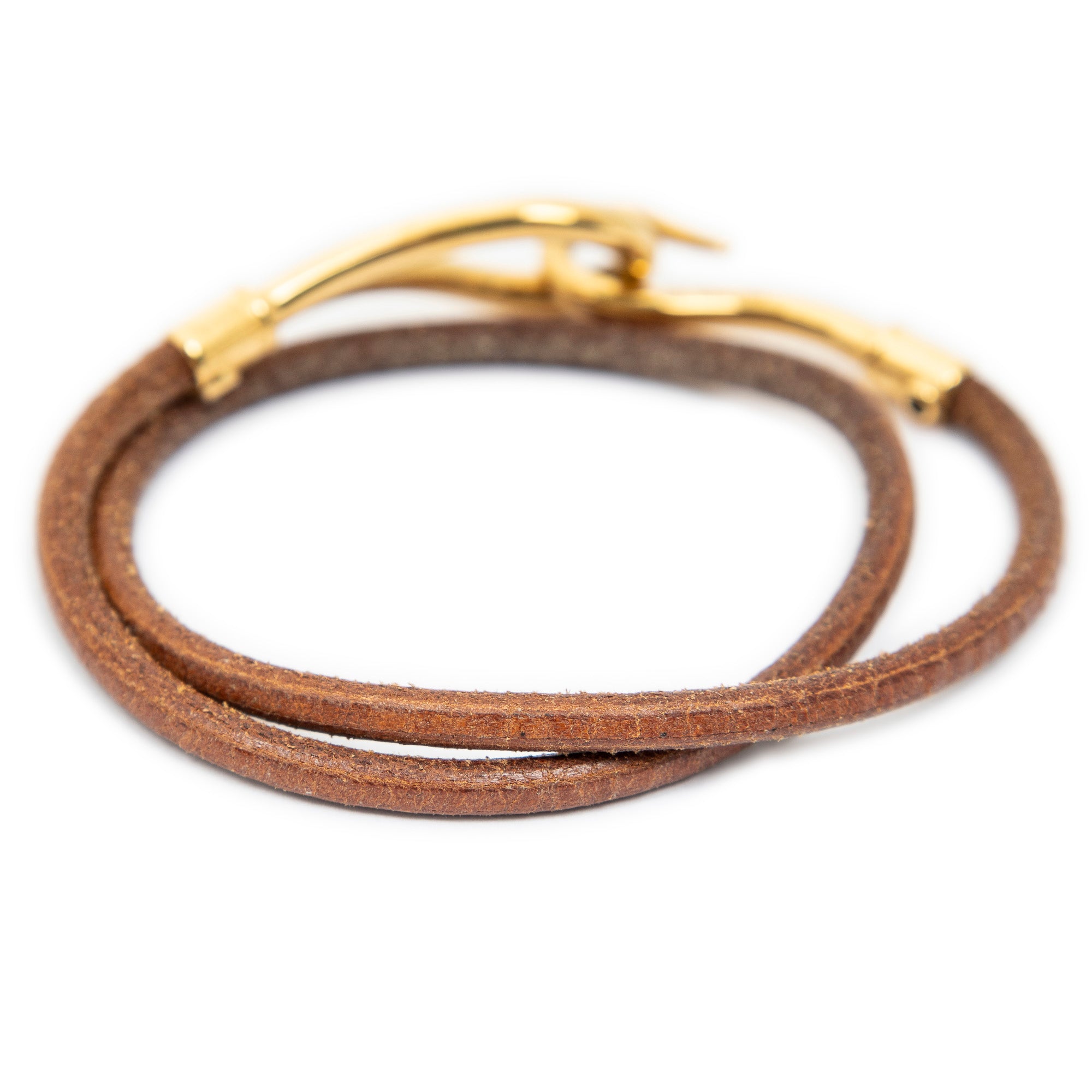 Bracelet Jumbo Hook Double Tour Bracelet Brown Calfskin Leather