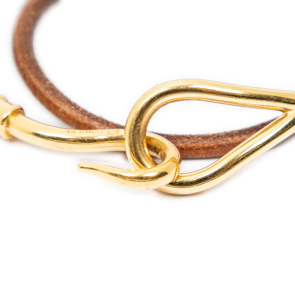 Bracelet Jumbo Hook Double Tour Bracelet Brown Calfskin Leather