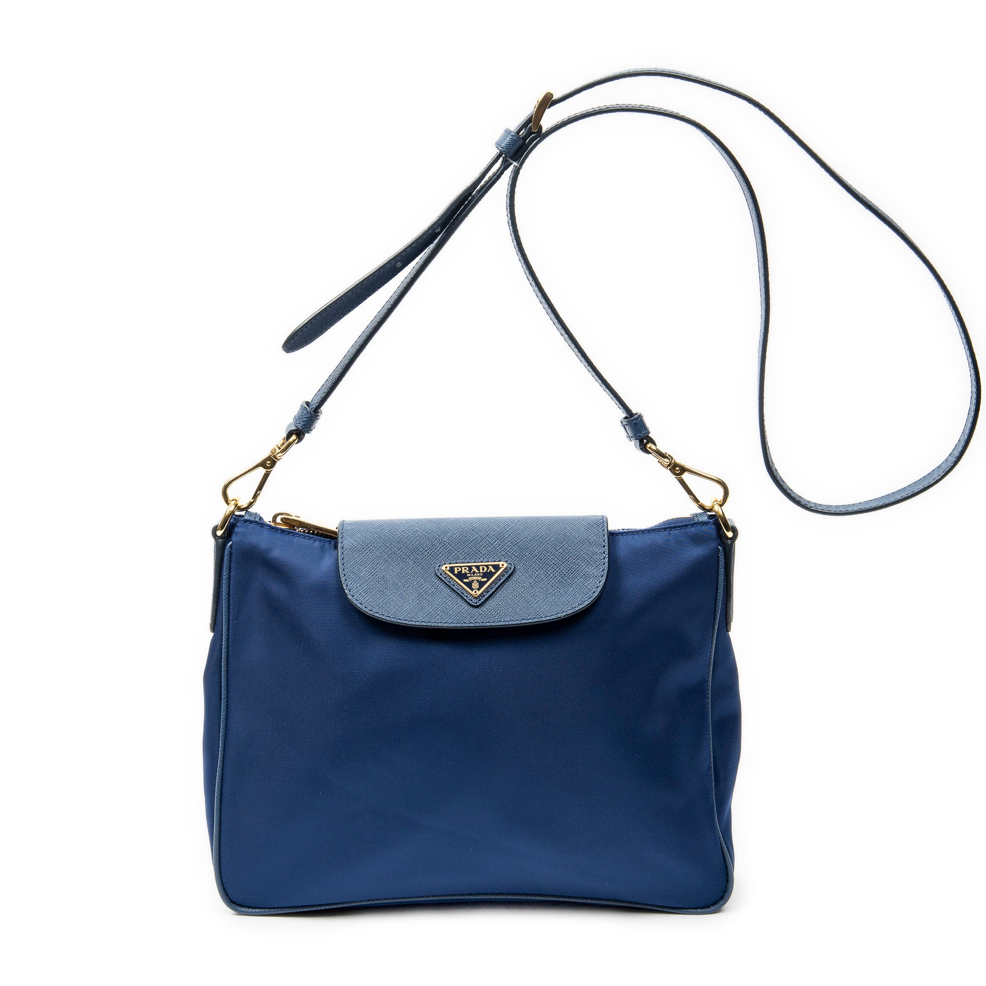 Shoulder Bag Small Zip Crossbody Blue Nylon Canvas
