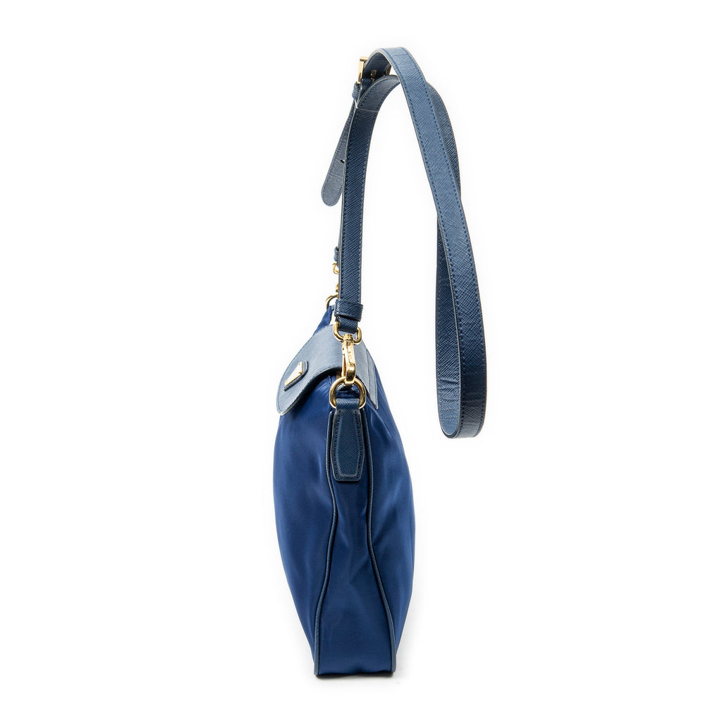 Shoulder Bag Small Zip Crossbody Blue Nylon Canvas