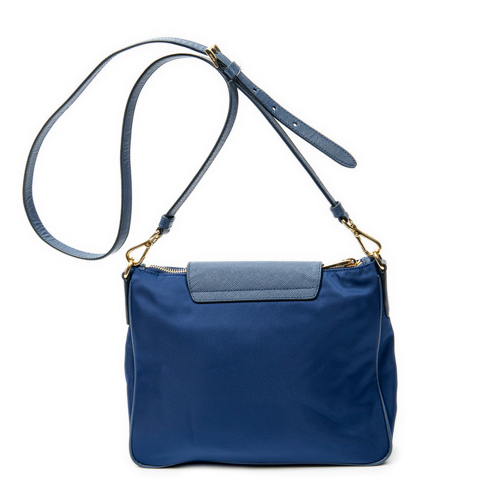 Shoulder Bag Small Zip Crossbody Blue Nylon Canvas