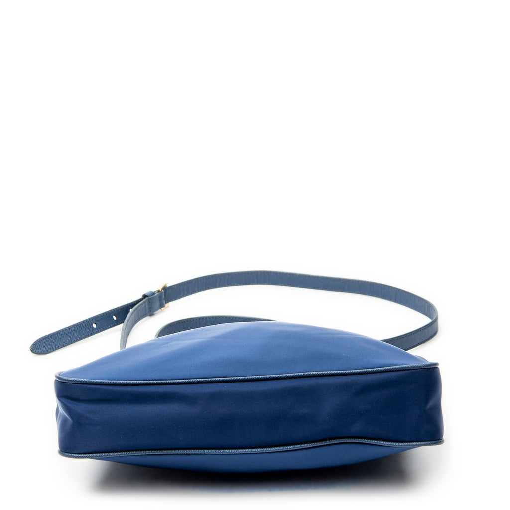 Shoulder Bag Small Zip Crossbody Blue Nylon Canvas