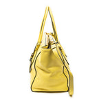 Shoulder Bag Twin Pocket Double Handle Tote Yellow Vitello Soft Leather