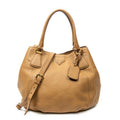 Shoulder Bag Convertible Tote Tan Vitello Daino Leather