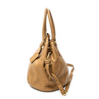 Shoulder Bag Convertible Tote Tan Vitello Daino Leather