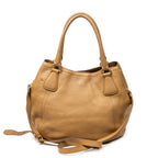 Shoulder Bag Convertible Tote Tan Vitello Daino Leather