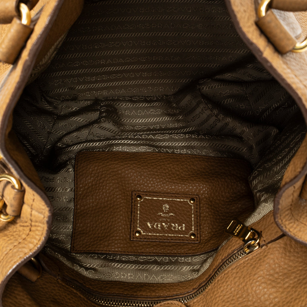 Shoulder Bag Convertible Tote Tan Vitello Daino Leather