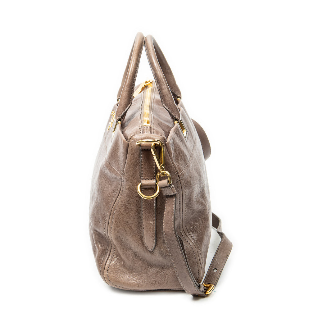 Shoulder Bag Slip Pocket Soft Boston Light Brown Vitello Lux Leather